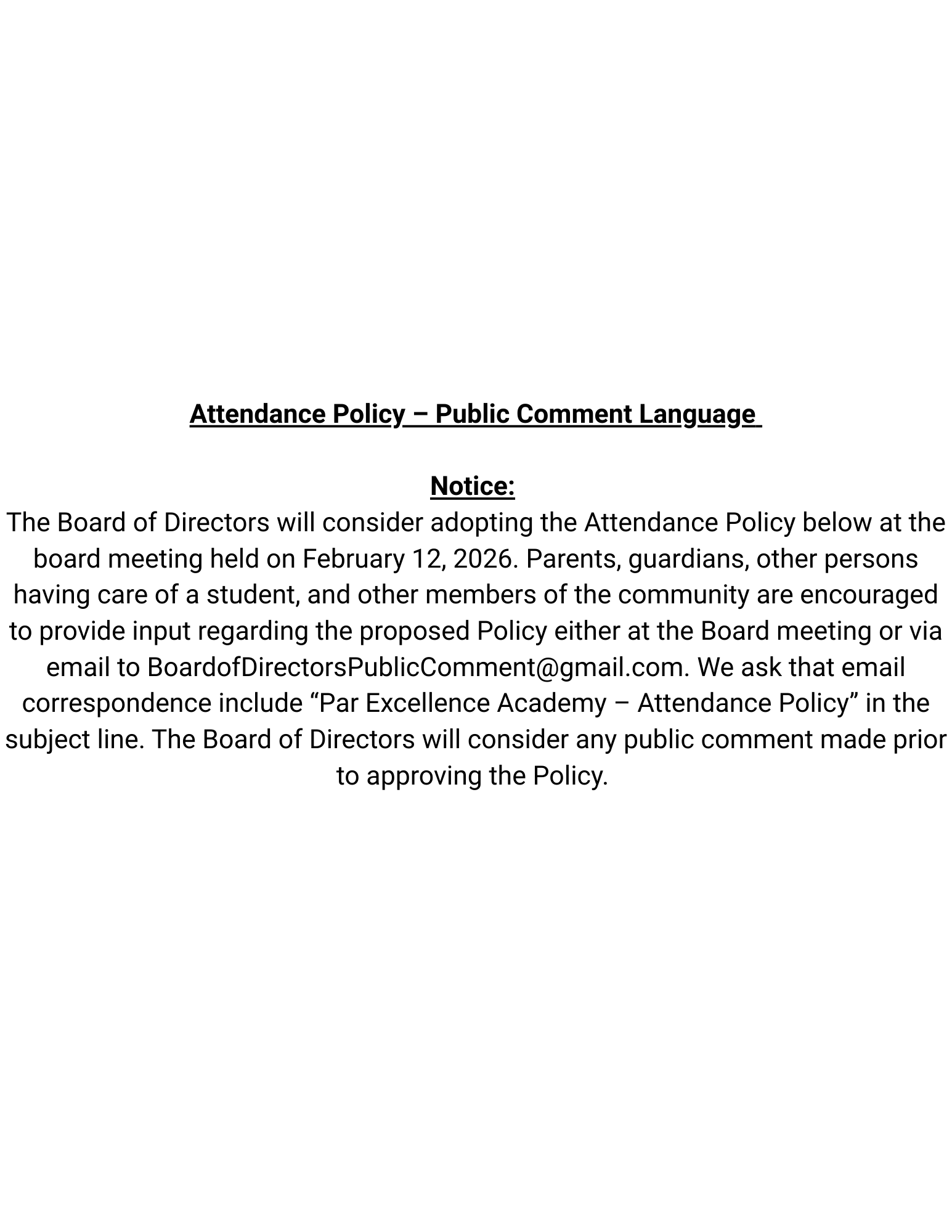 Board Attendance Policy