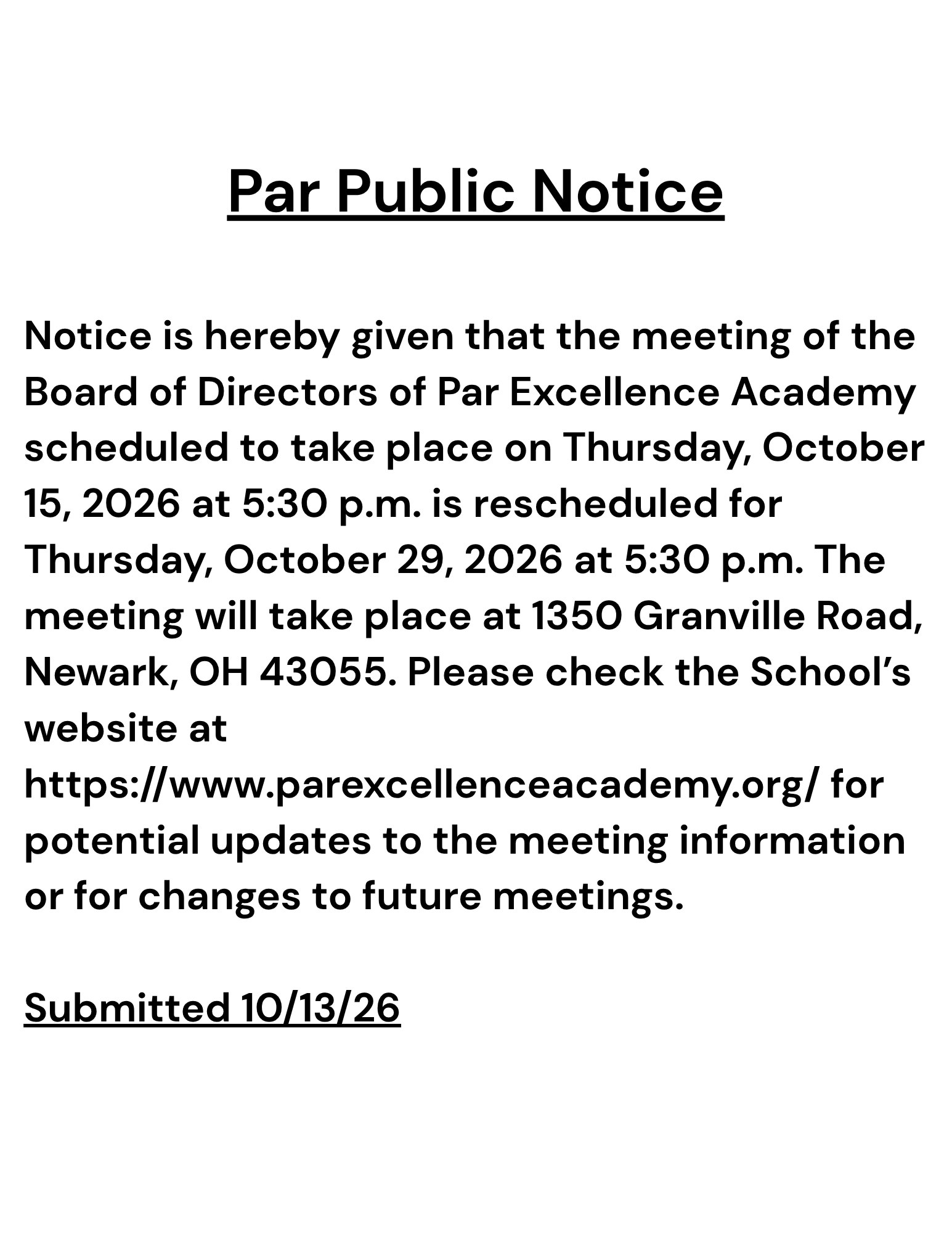 Par School Board Update 101326